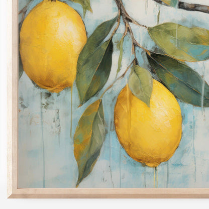 Lemon Tree Branch Wall Art, Rustic Citrus Decor, Lemon Painting - WildfieldPrints