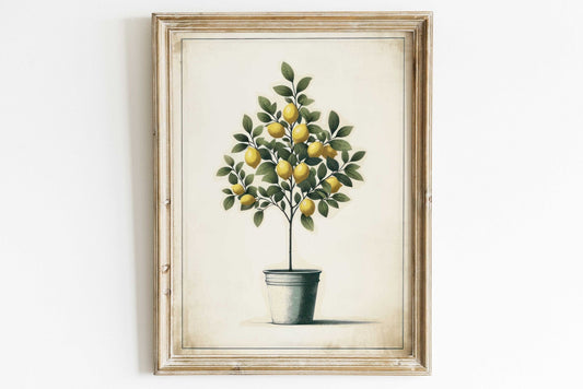 Lemon Tree Print, Mediterranean Wall Decor, Modern Farmhouse Art - WildfieldPrints