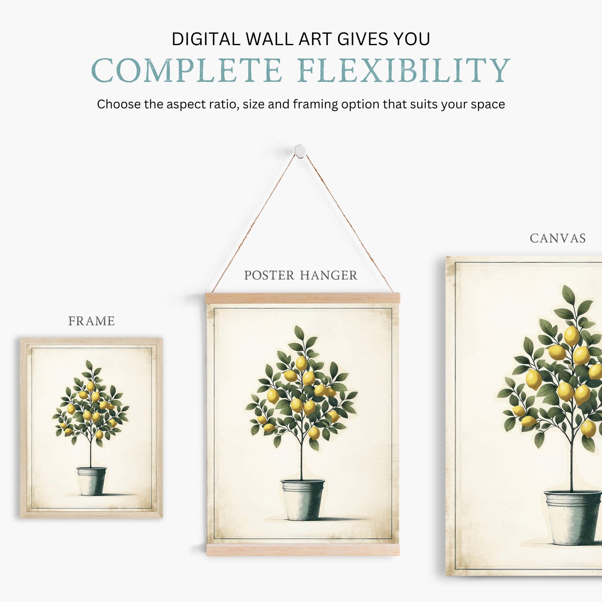 Lemon Tree Print, Mediterranean Wall Decor, Modern Farmhouse Art - WildfieldPrints