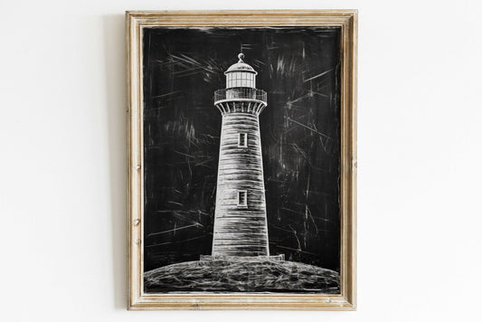 Lighthouse Art Print, Nautical Wall Decor, Vintage Coastal Decor - WildfieldPrints