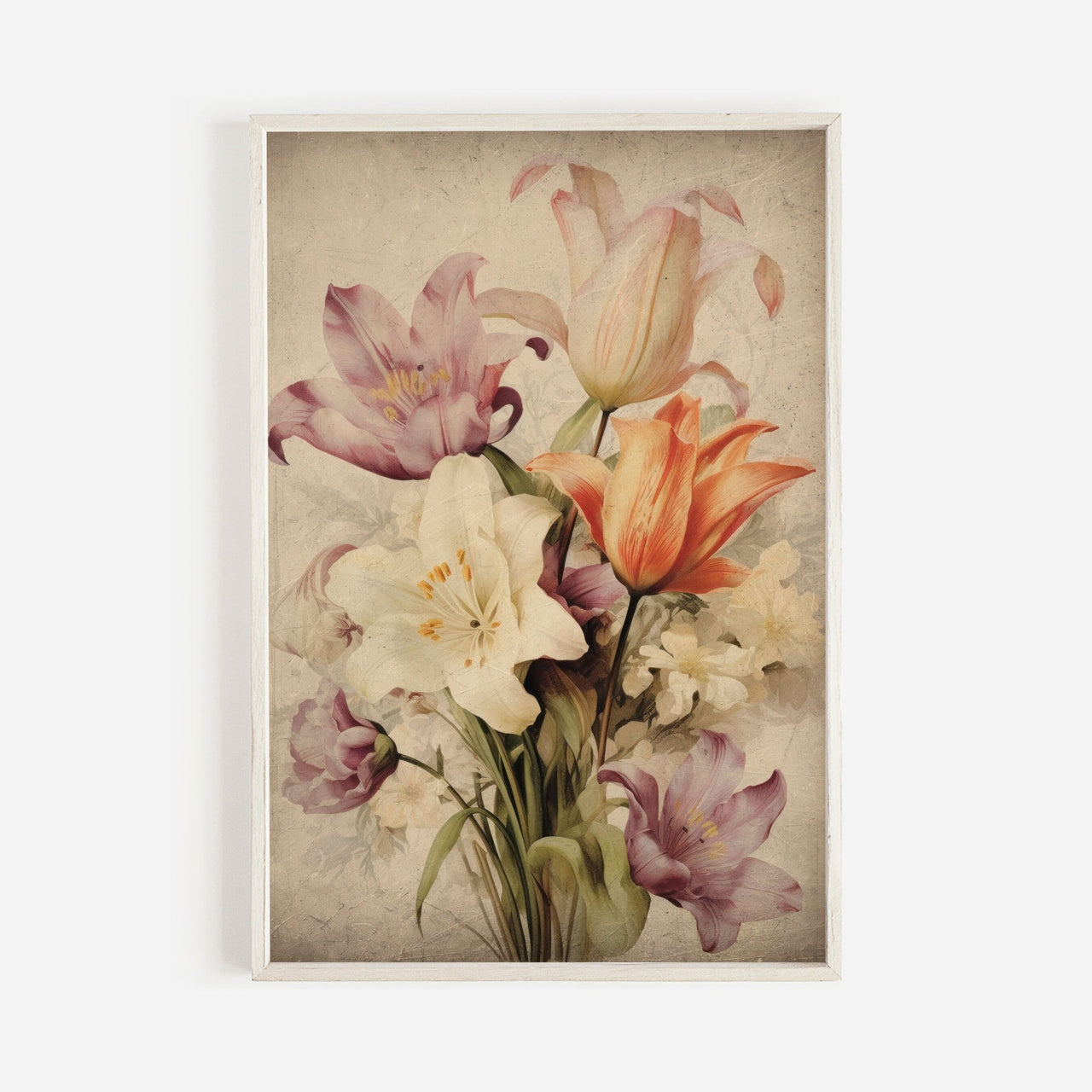 Lily Bouquet Wall Art – Floral Living Room Print