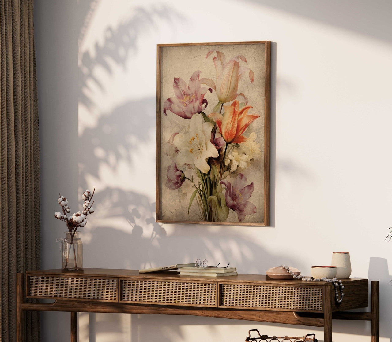 Lily Bouquet Wall Art – Floral Living Room Print