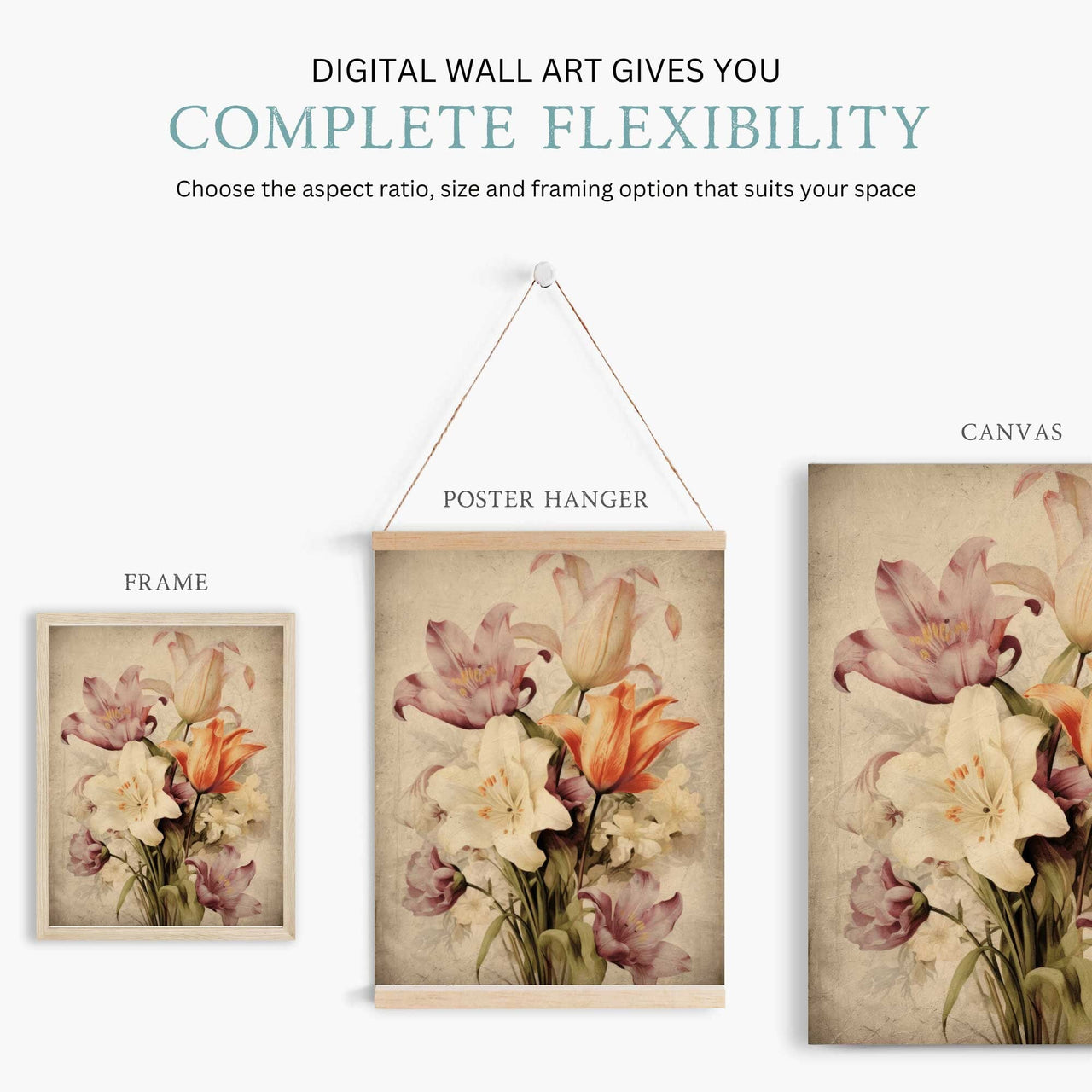 Lily Bouquet Wall Art – Floral Living Room Print