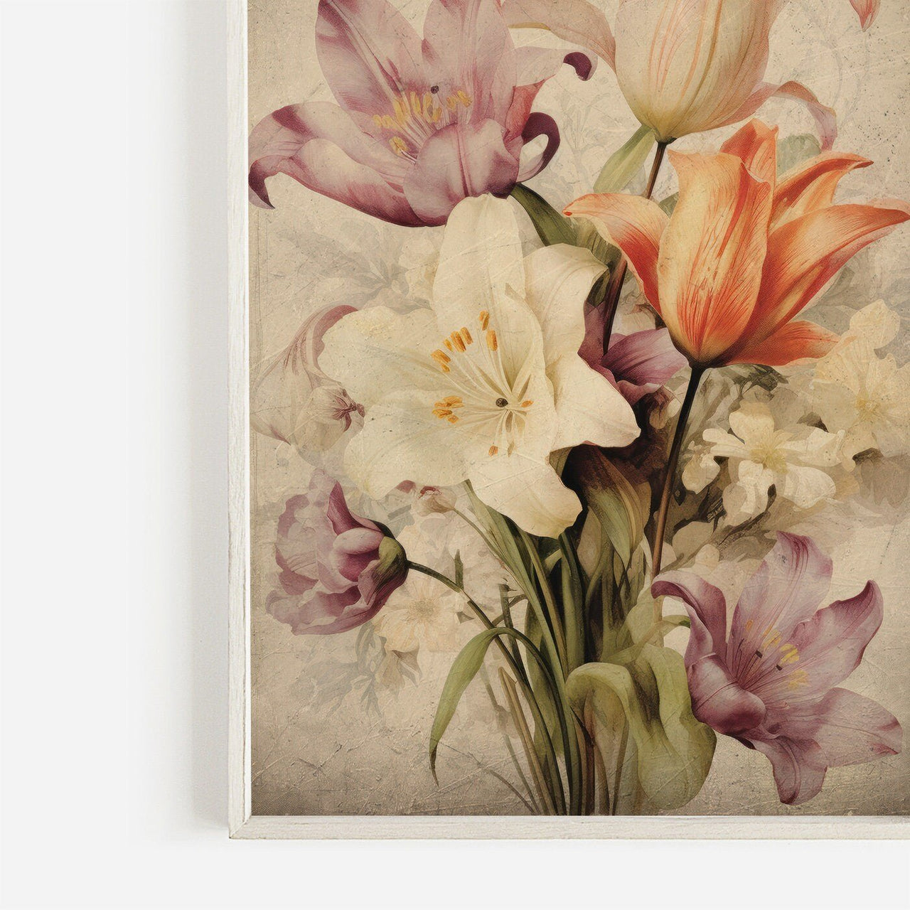 Lily Bouquet Wall Art – Floral Living Room Print