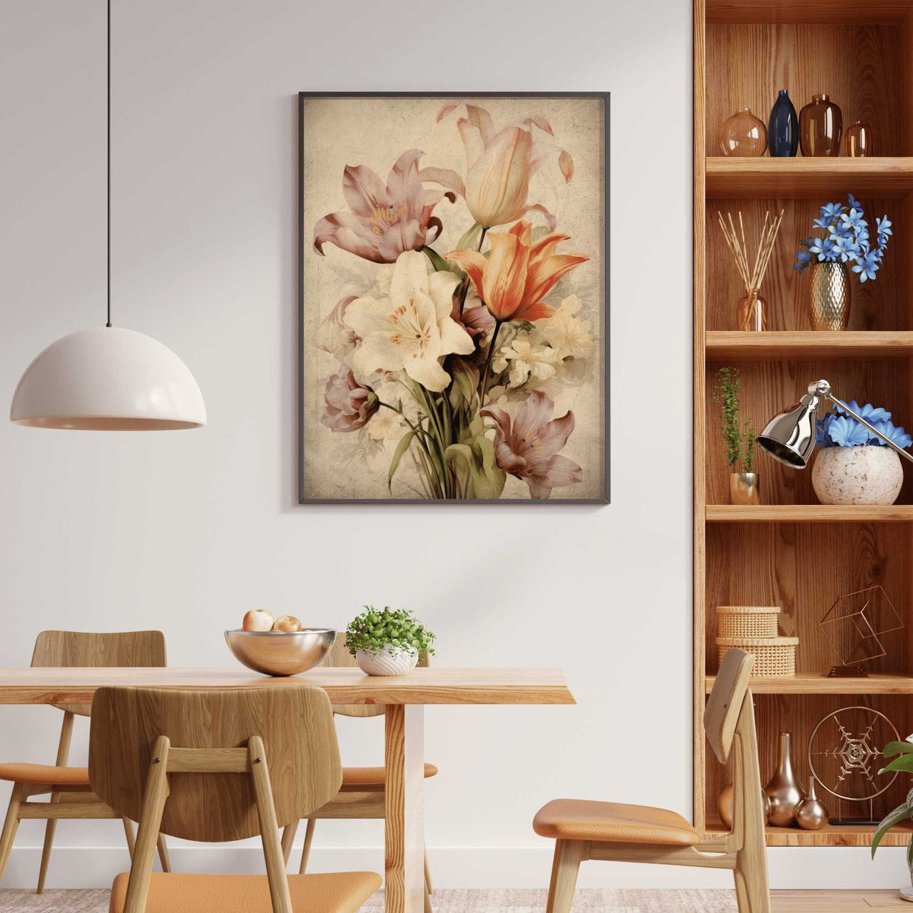 Lily Bouquet Wall Art – Floral Living Room Print