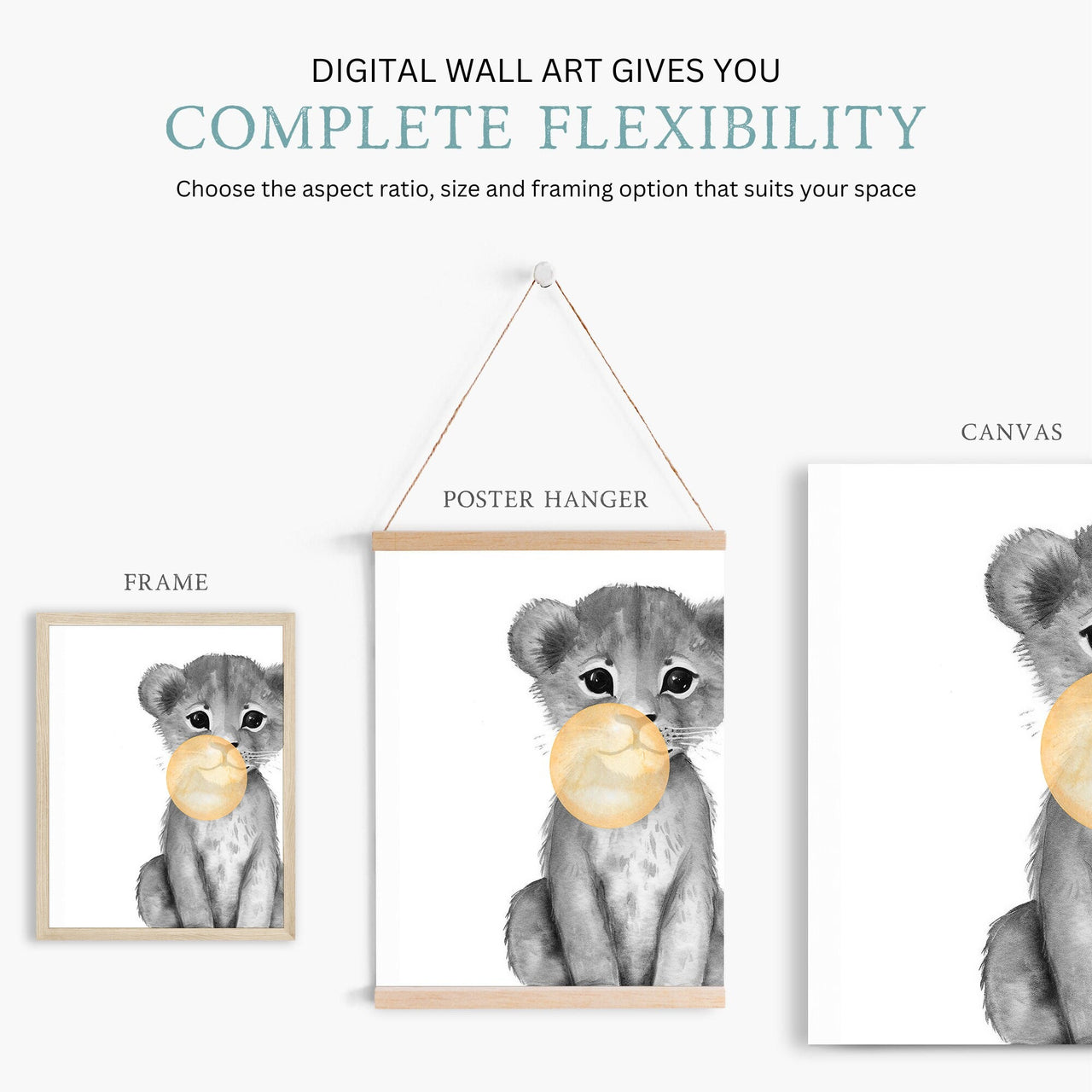 Lion Wall Art – Safari Nursery Print
