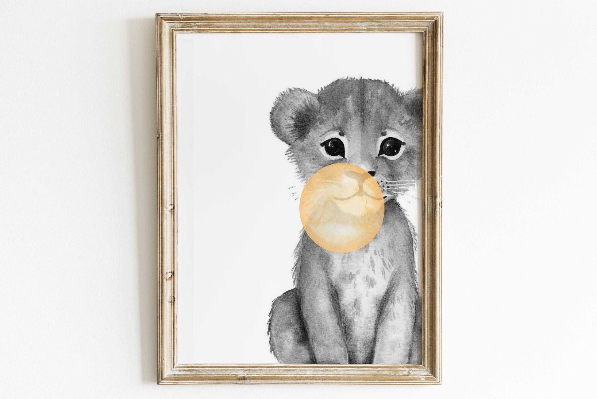 Lion Nursery Decor, Whimsical Safari Wall Art, Bubblegum Animals - WildfieldPrints