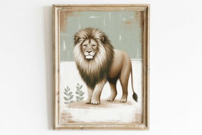 Lion Nursery Prints, Safari Animal Wall Decor, Sage Green Theme - WildfieldPrints