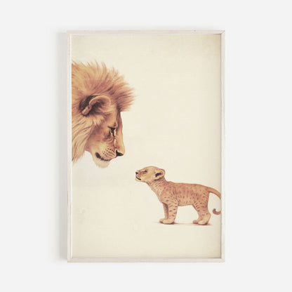 Lion Nursery Wall Art, Baby Safari Animals, Vintage Minimalist Decor - WildfieldPrints