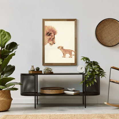 Lion Nursery Wall Art, Baby Safari Animals, Vintage Minimalist Decor - WildfieldPrints