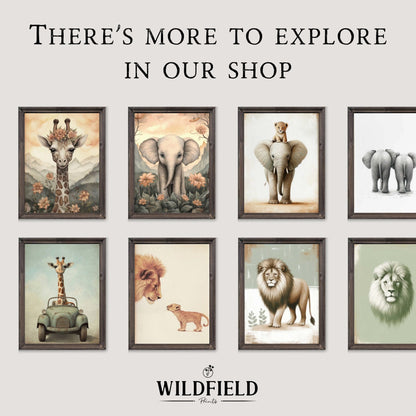 Lion Wall Art, Baby Safari Decor, Cute Animal Prints for Nursery - WildfieldPrints