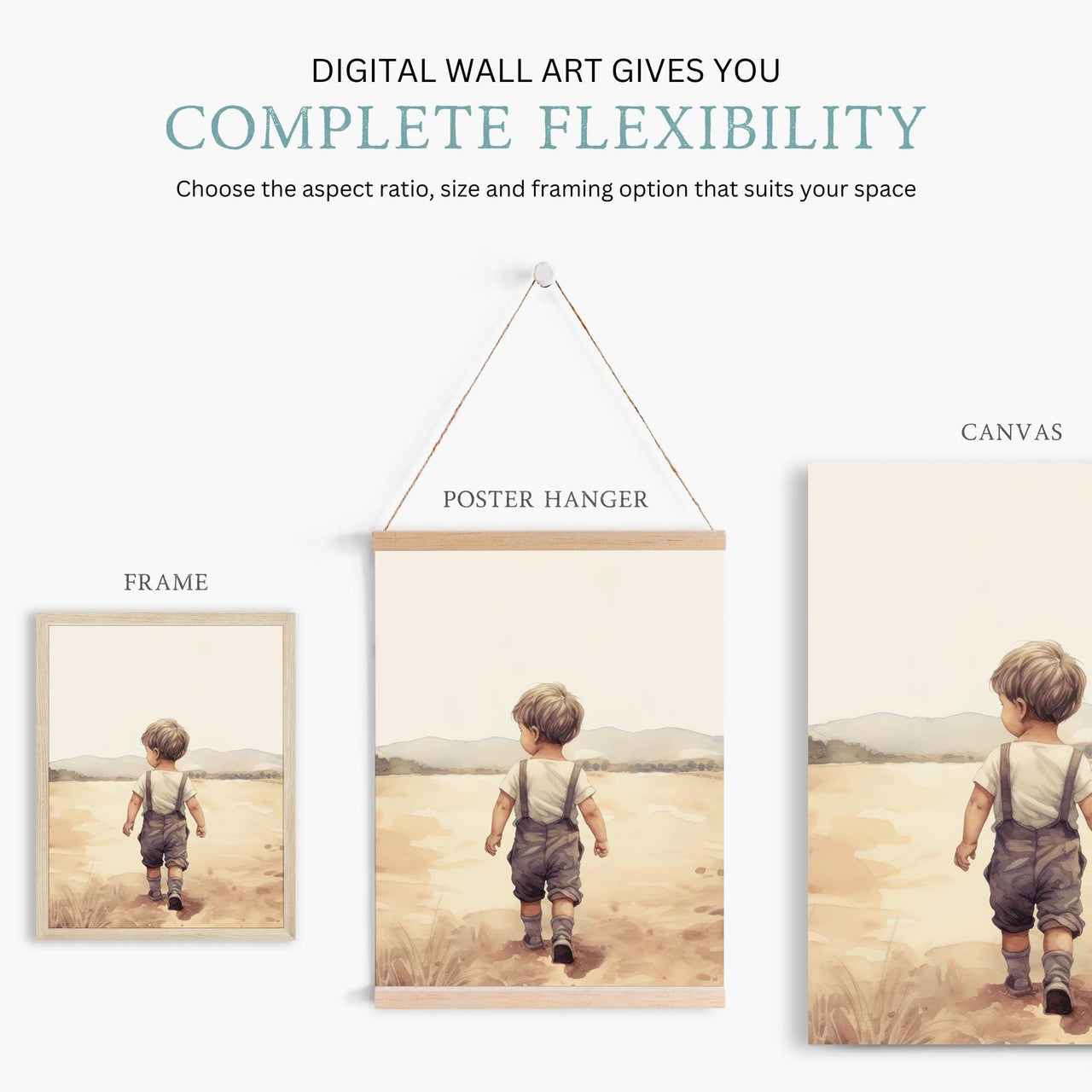 Little Boy Farm Wall Art – Countryside Nursery Print • Set of 3