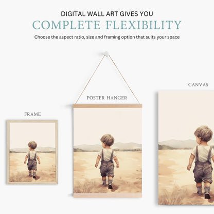Little Boy on a Farm Print, Vintage Nursery Decor, Countryside Wall Art - WildfieldPrints
