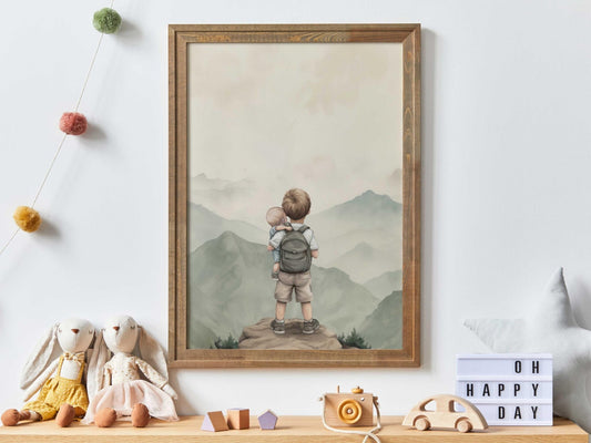 Little Brother Wall Art, Newborn Boy Gift, Big & Little Brother Decor - WildfieldPrints