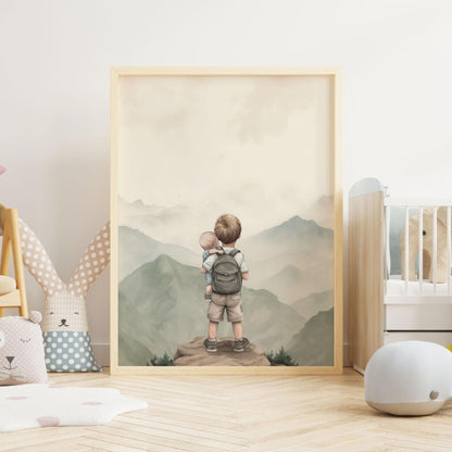 Little Brother Wall Art, Newborn Boy Gift, Big & Little Brother Decor - WildfieldPrints