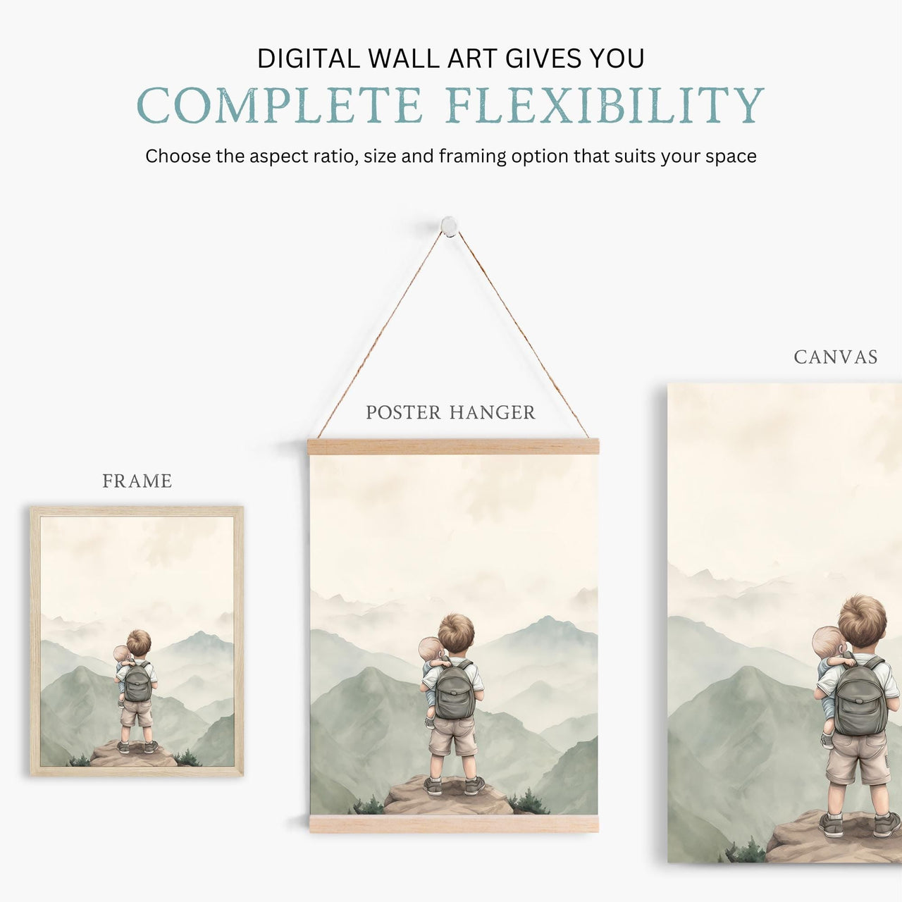 Little Brother Wall Art – Sibling Boys Room Print