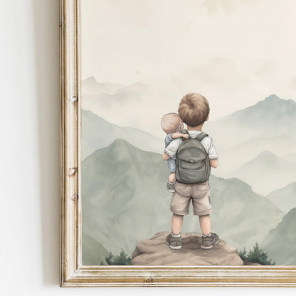 Little Brother Wall Art, Newborn Boy Gift, Big & Little Brother Decor - WildfieldPrints