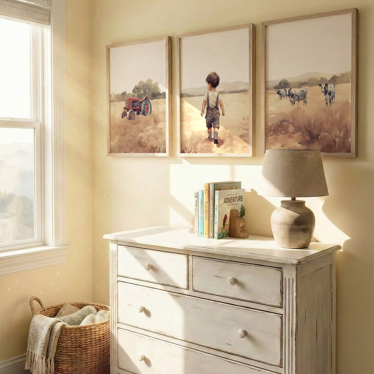 Little Farm Boy Wall Art – Country & Farmhouse Nursery Print for Boys • Set of 3