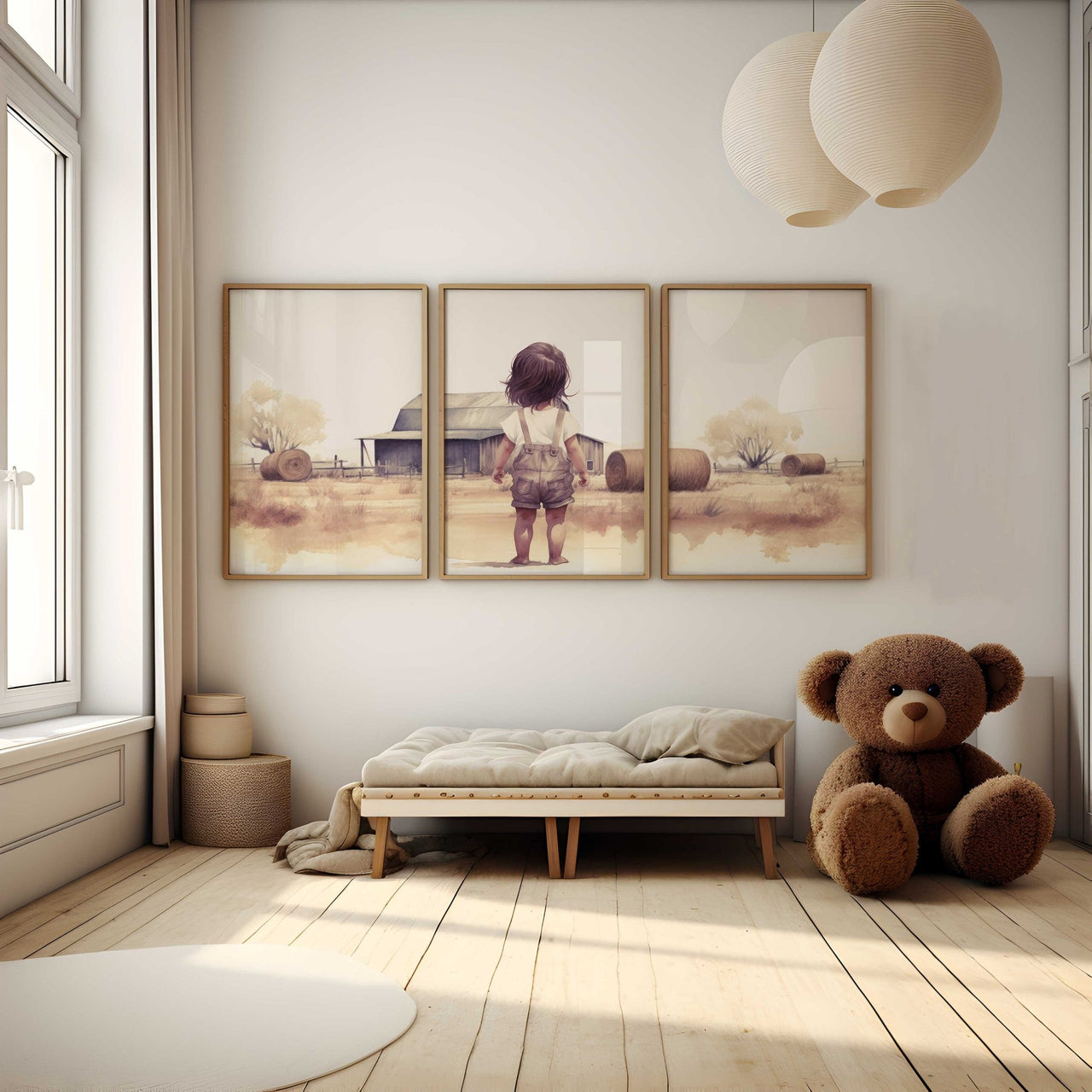 Farm Girl Print – Country Nursery Wall Art for Girls Room • Set of 3