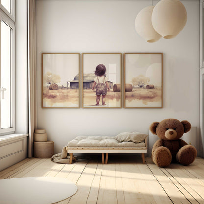 Little Farm Girl Art, Farmhouse Nursery Decor, Country Style Print - WildfieldPrints