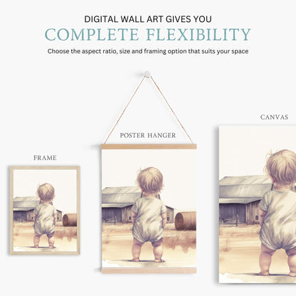 Little Farm Girl Art, Farmhouse Nursery Decor, Country Style Print - WildfieldPrints