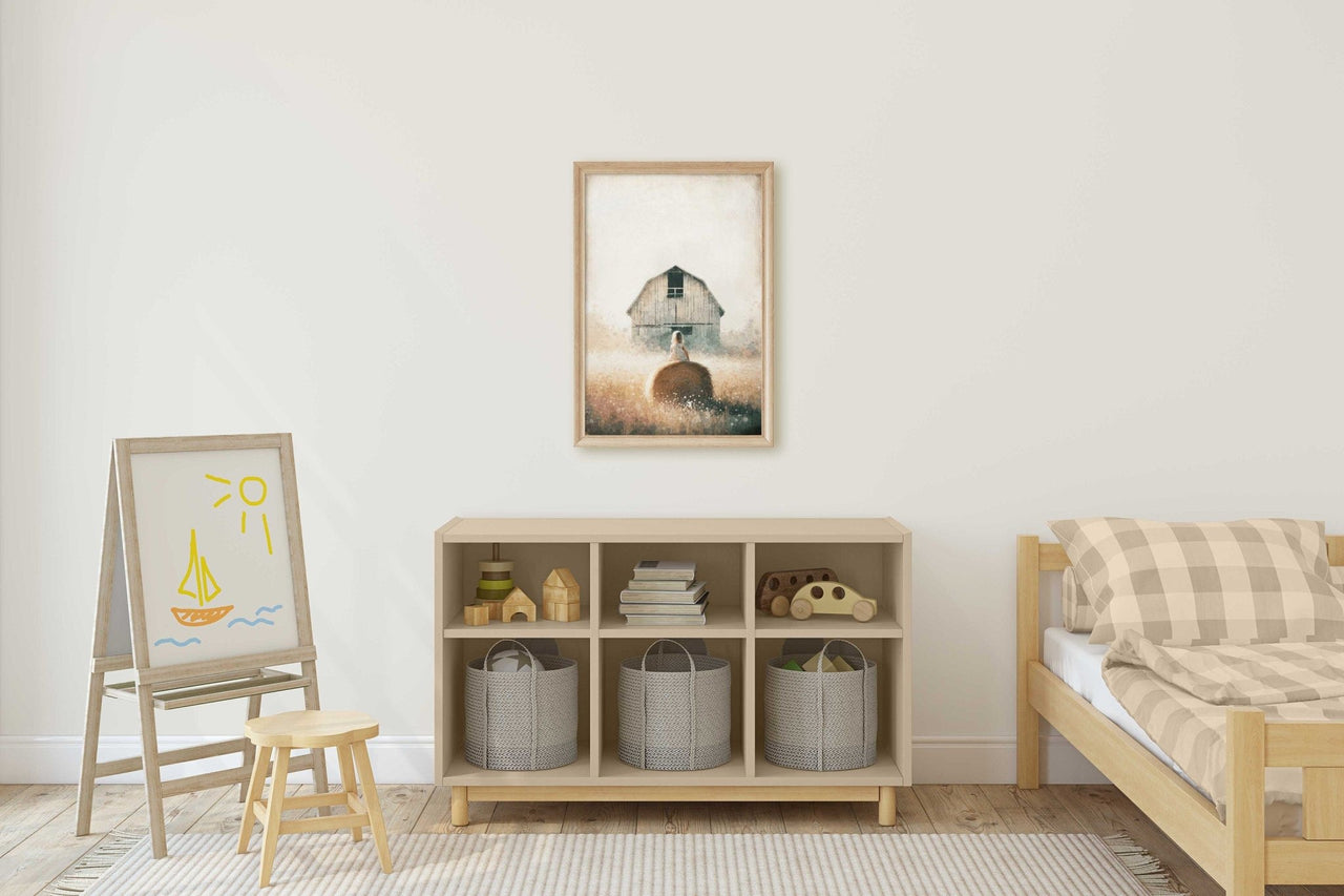 Little Farm Girl Wall Art – Countryside Nursery Print