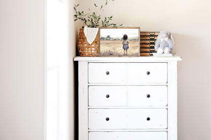 Little Farm Girl Print, Farmhouse Nursery Decor, Girls Room Art - WildfieldPrints