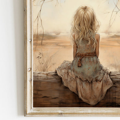 Little Girl Wall Art, Vintage Nursery Decor, Kids Nature Decor - WildfieldPrints