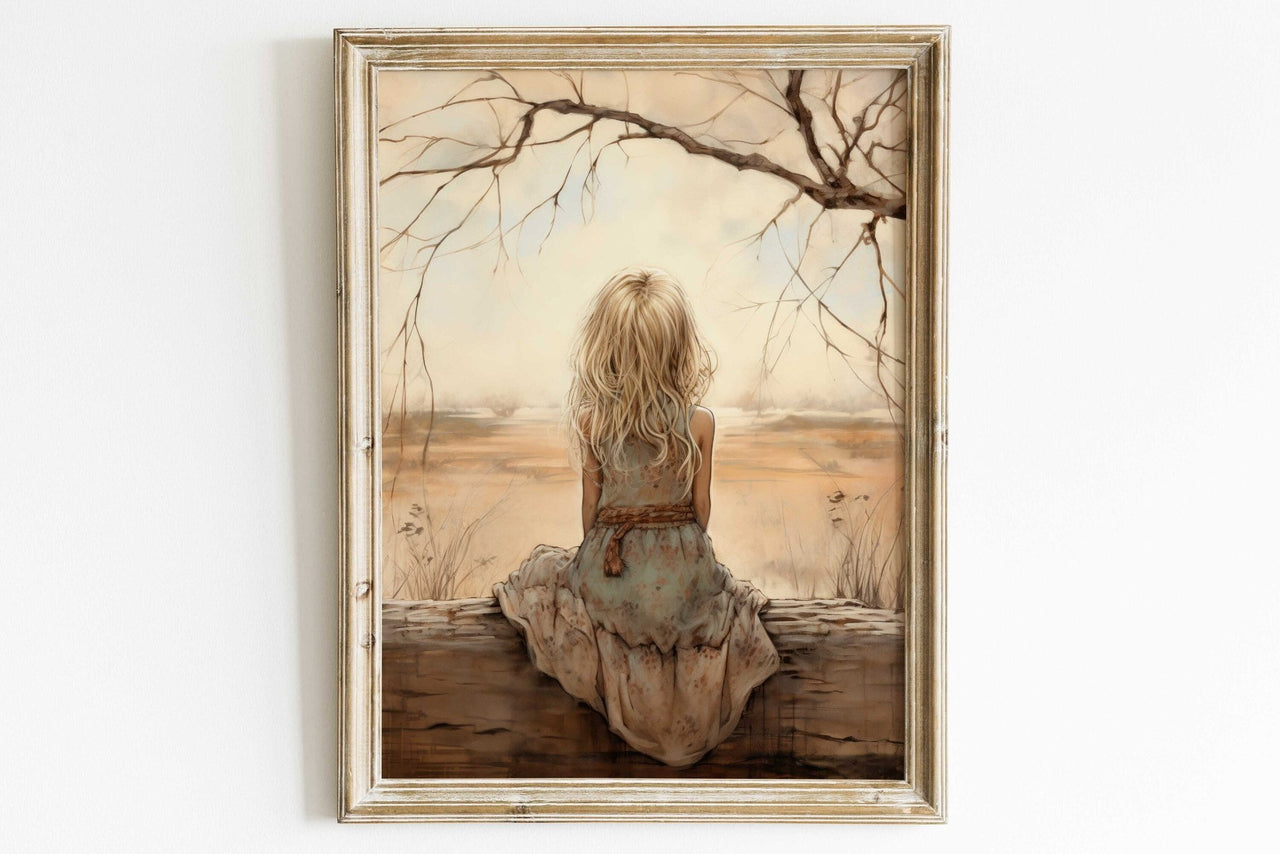 Blonde Girl Wall Art – Vintage Kids Room Print