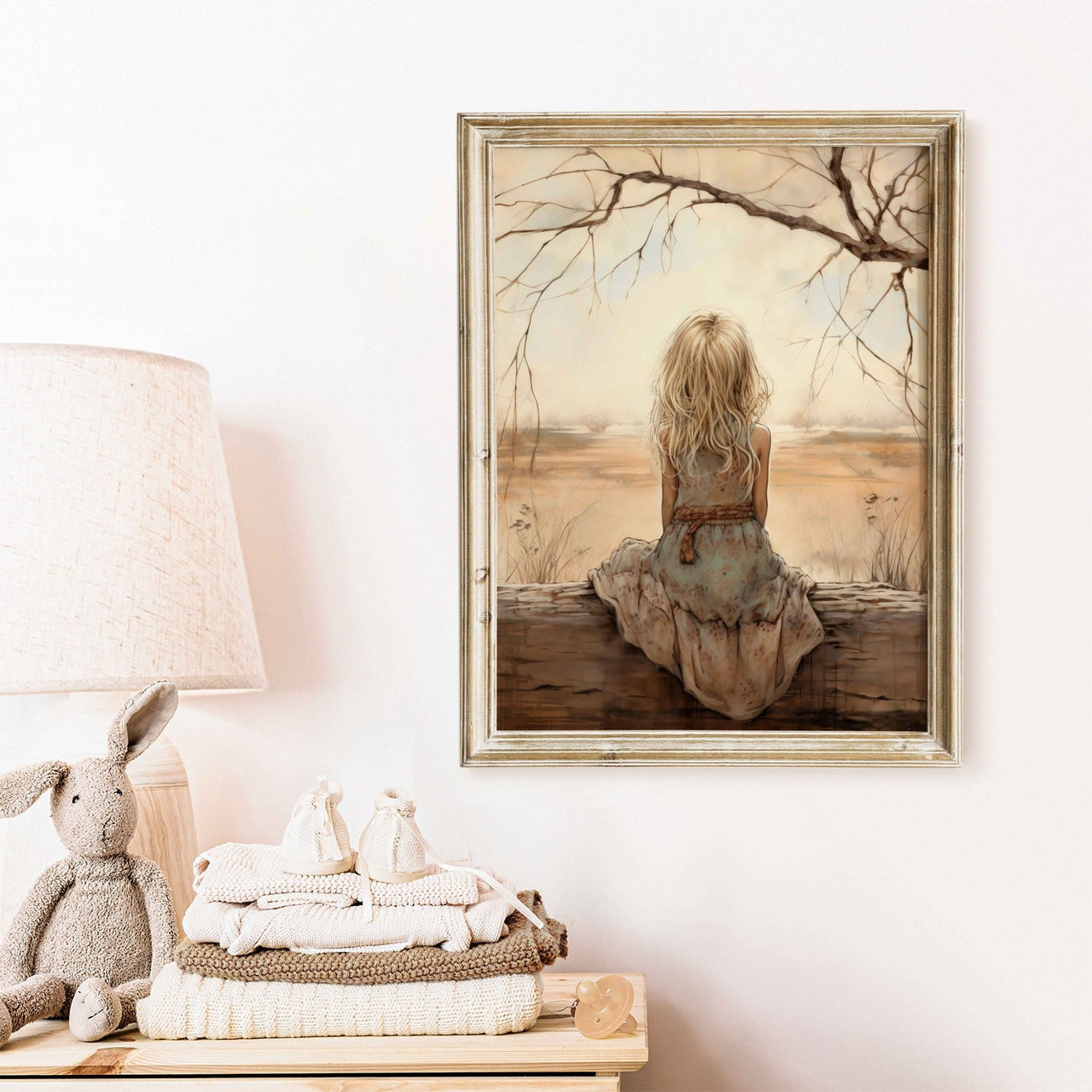 Blonde Girl Wall Art – Vintage Kids Room Print