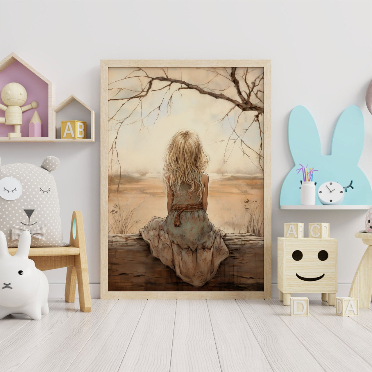 Blonde Girl Wall Art – Vintage Kids Room Print