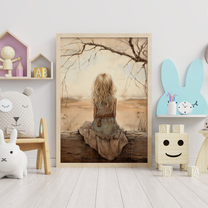 Little Girl Wall Art, Vintage Nursery Decor, Kids Nature Decor - WildfieldPrints