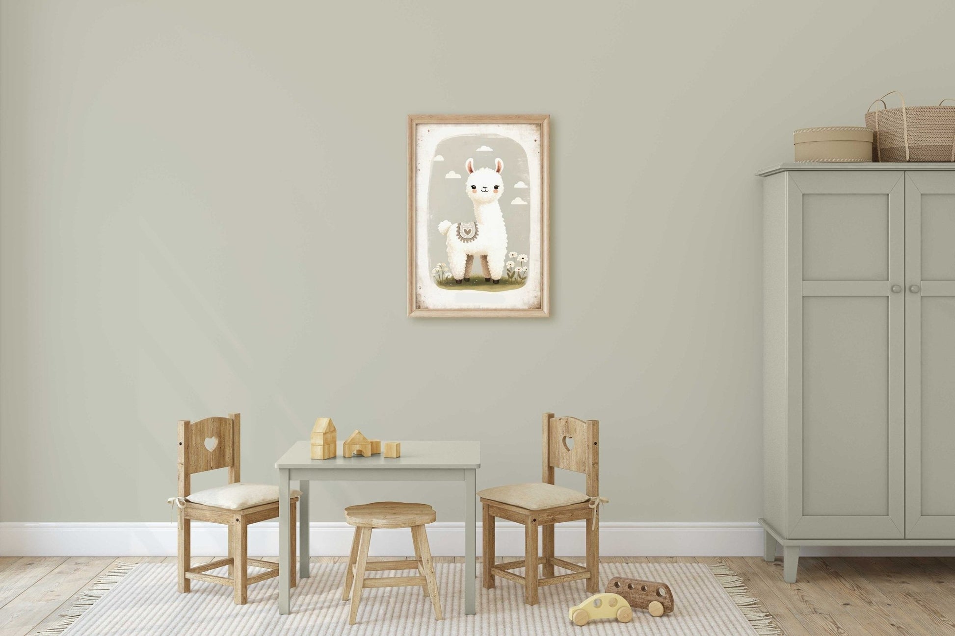 Llama Nursery Art, Vintage Kids Wall Decor, Rustic Animal Print - WildfieldPrints