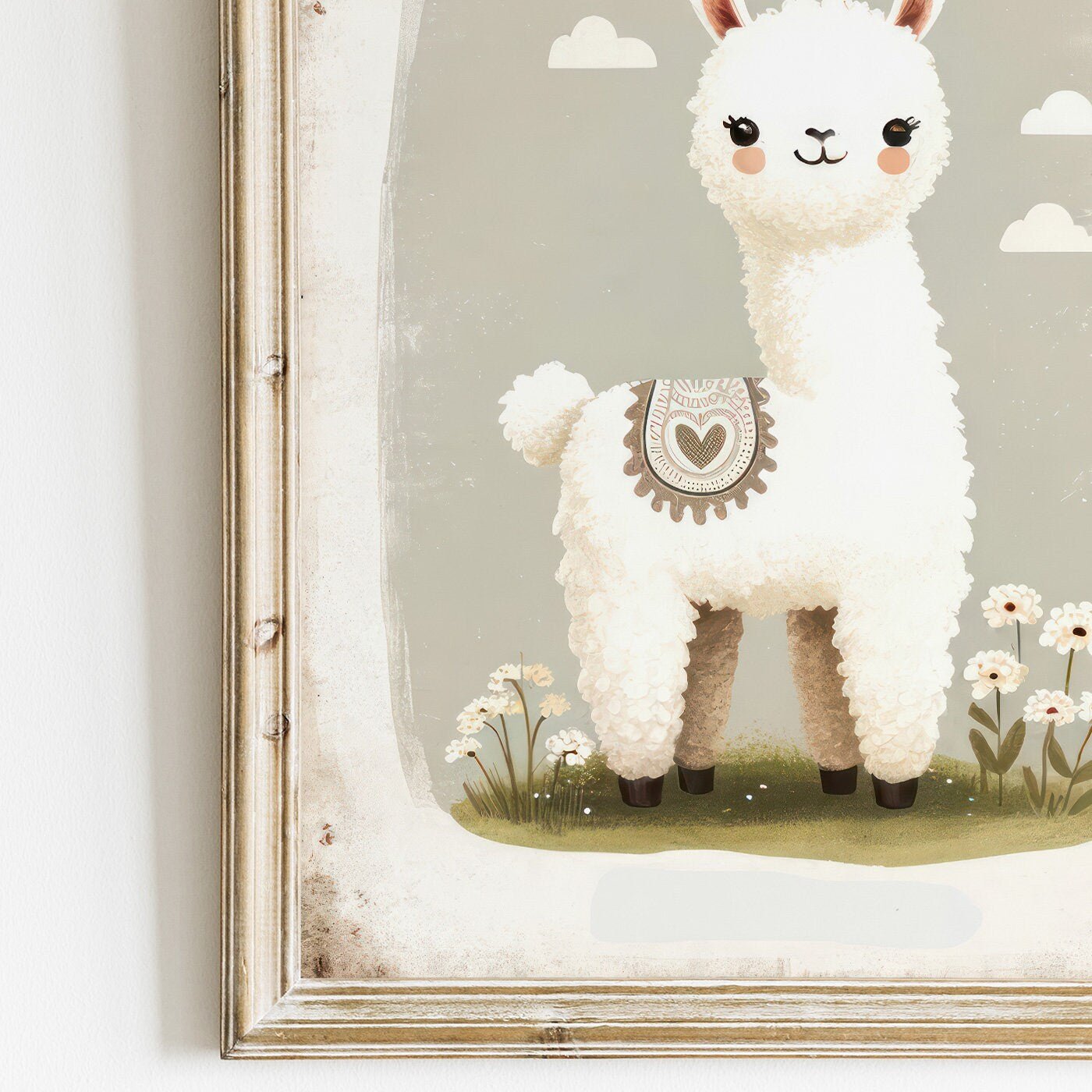 Llama Nursery Art, Vintage Kids Wall Decor, Rustic Animal Print - WildfieldPrints