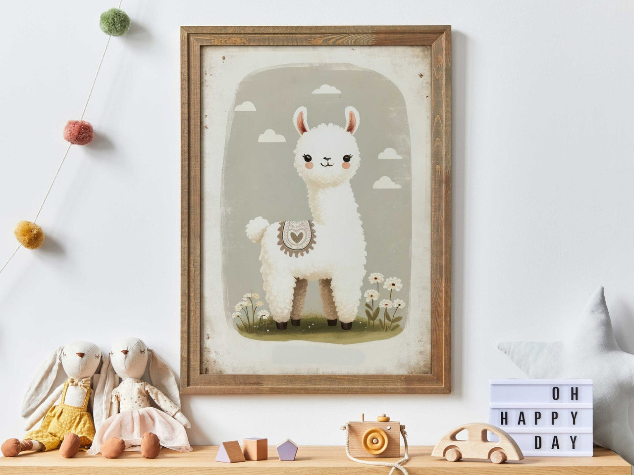 Llama Wall Art – Animal Nursery Print for Kids