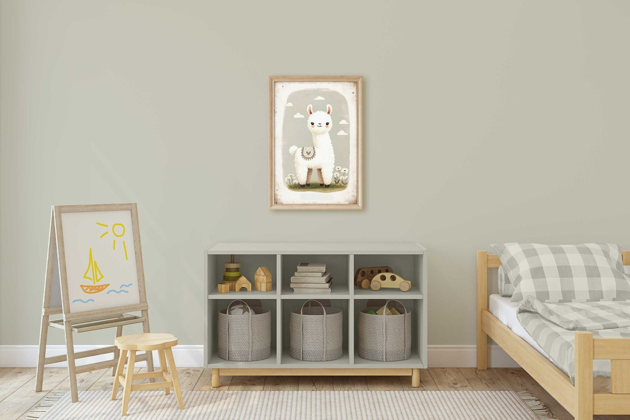 Llama Wall Art – Animal Nursery Print for Kids