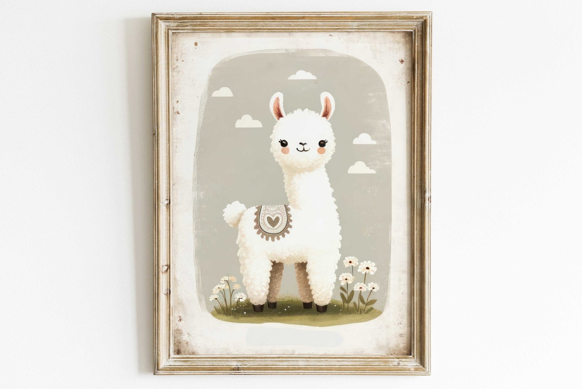 Llama Nursery Art, Vintage Kids Wall Decor, Rustic Animal Print - WildfieldPrints