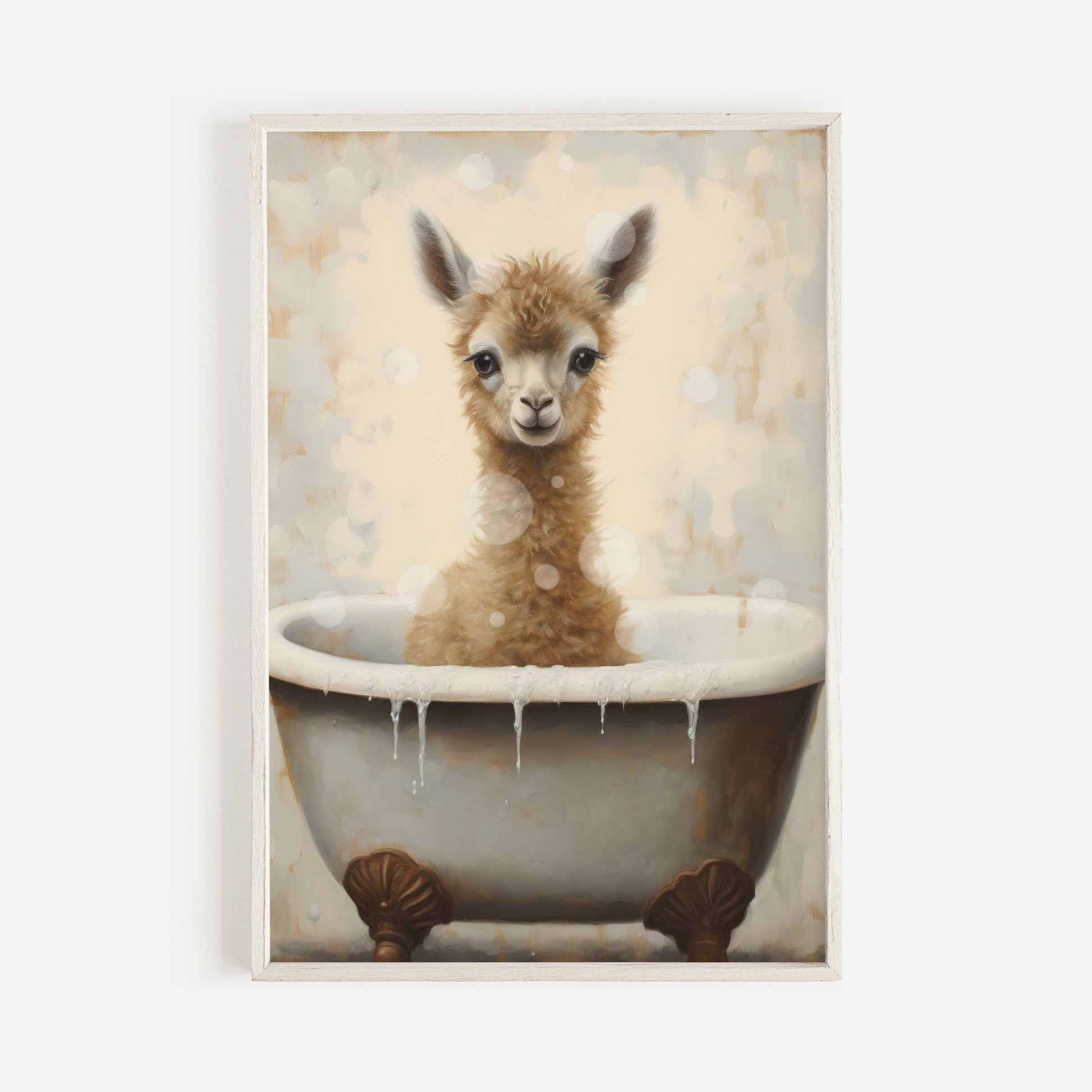 Llama Nursery Wall Art, Bathing Animal Decor for Kids’ Rooms - WildfieldPrints
