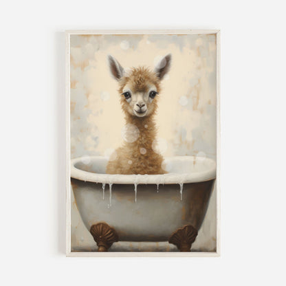 Llama Nursery Wall Art, Bathing Animal Decor for Kids’ Rooms - WildfieldPrints