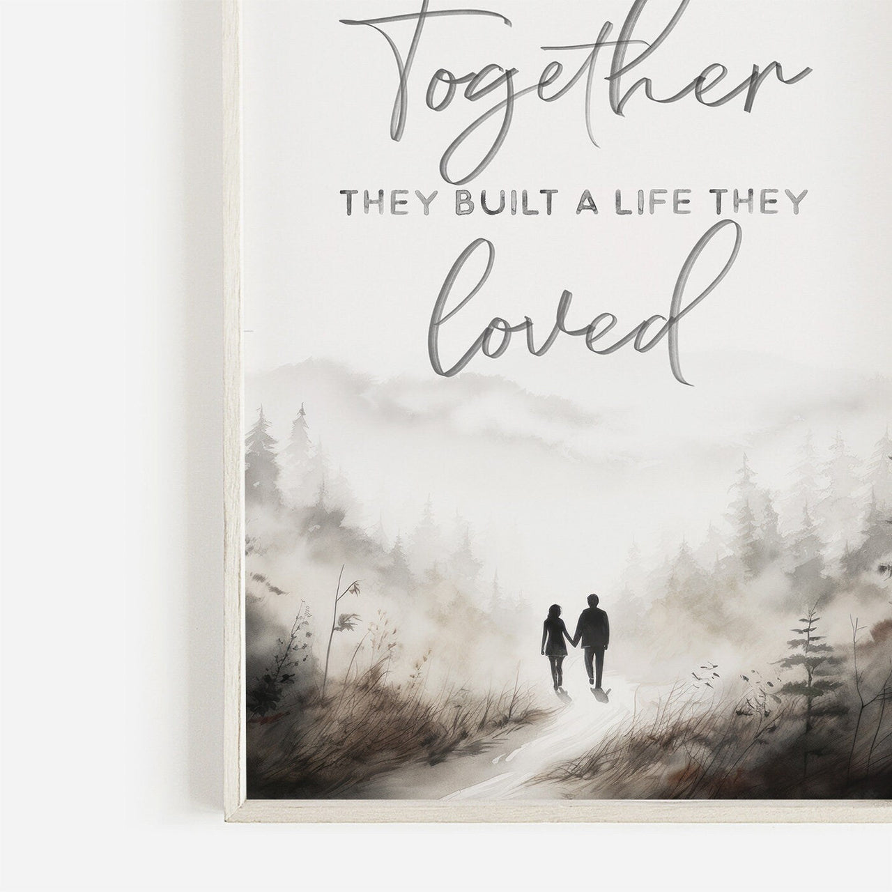 Grayscale Couple Print – Love Wall Decor for Living Room