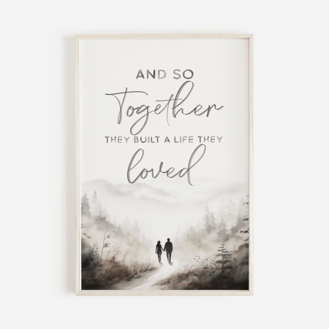 Grayscale Couple Print – Love Wall Decor for Living Room