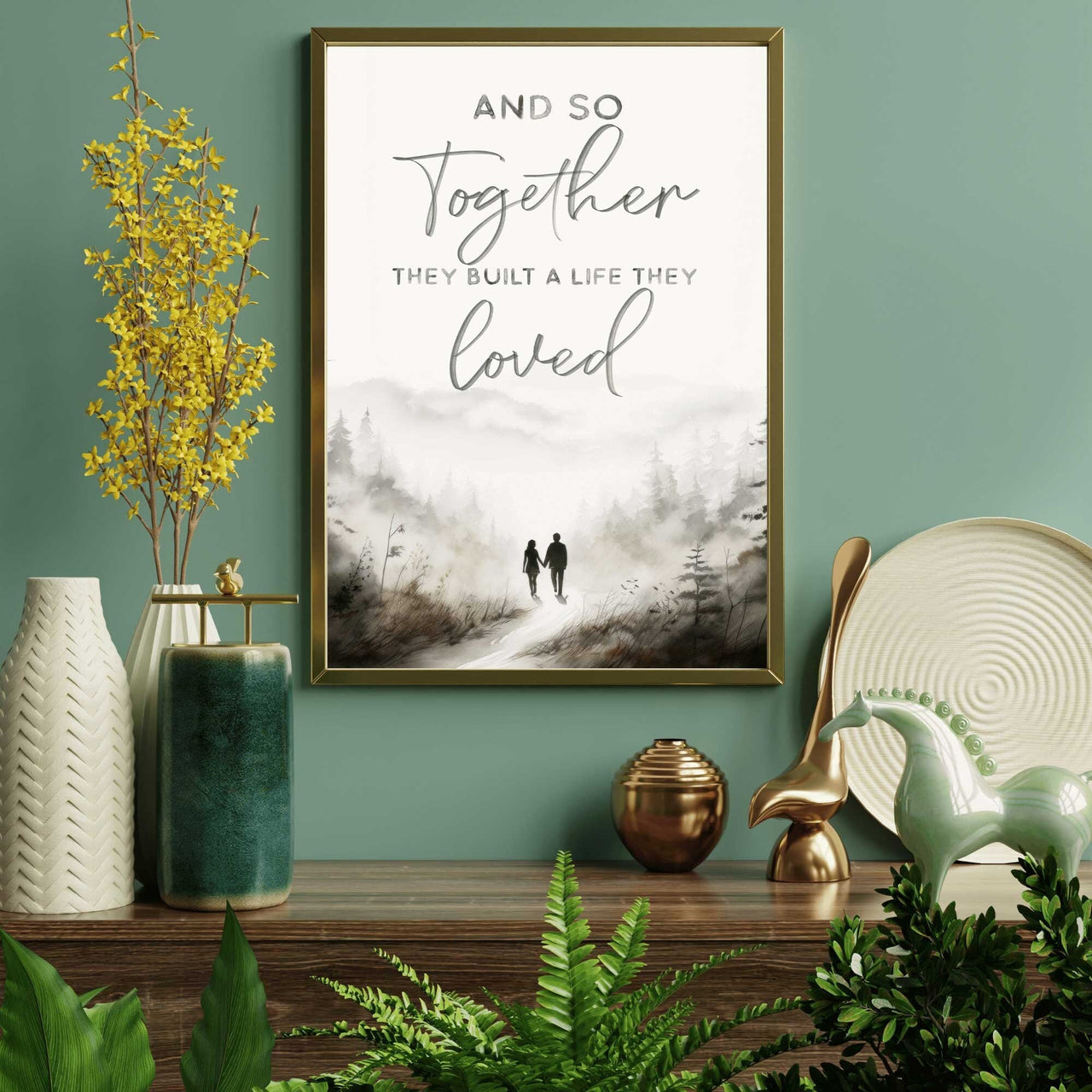 Grayscale Couple Print – Love Wall Decor for Living Room