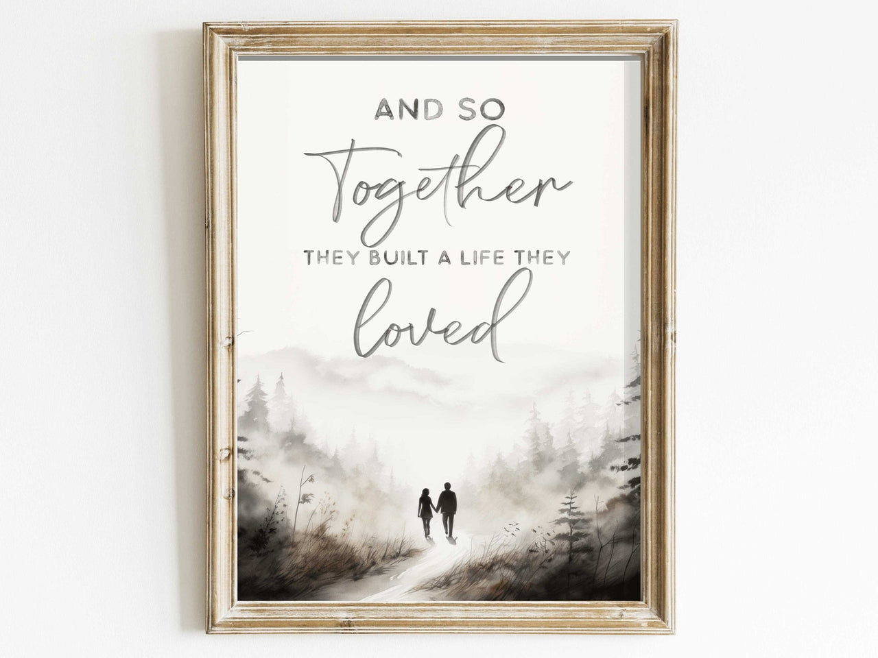 Grayscale Couple Print – Love Wall Decor for Living Room