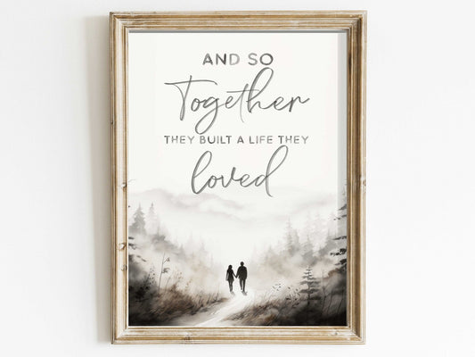 Grayscale Couple Print – Love Wall Decor for Living Room