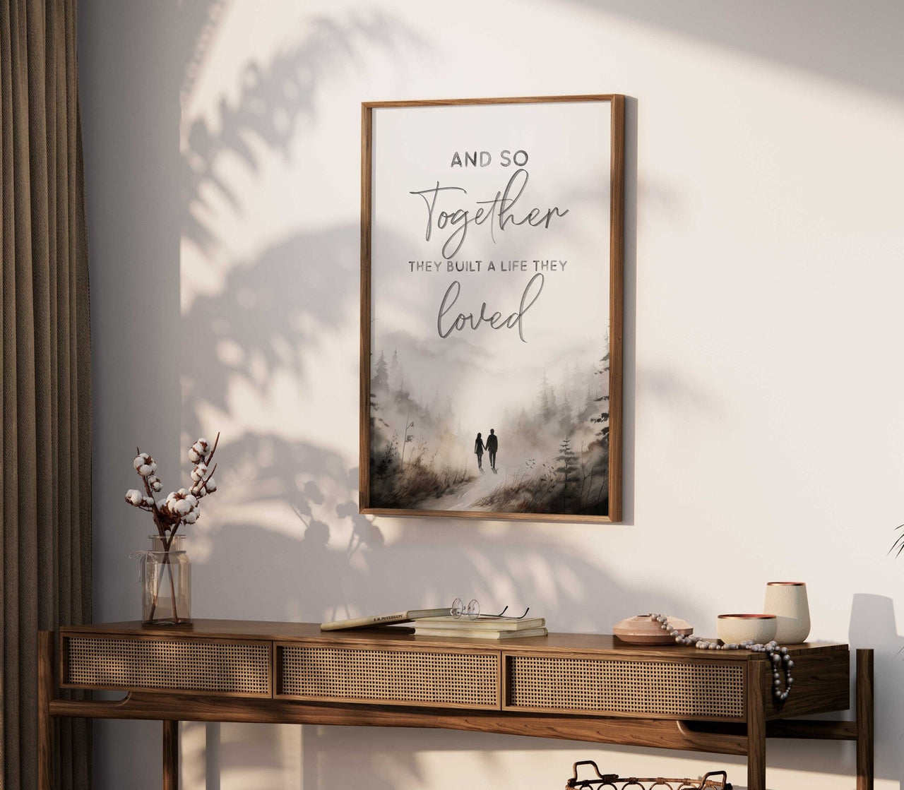 Grayscale Couple Print – Love Wall Decor for Living Room
