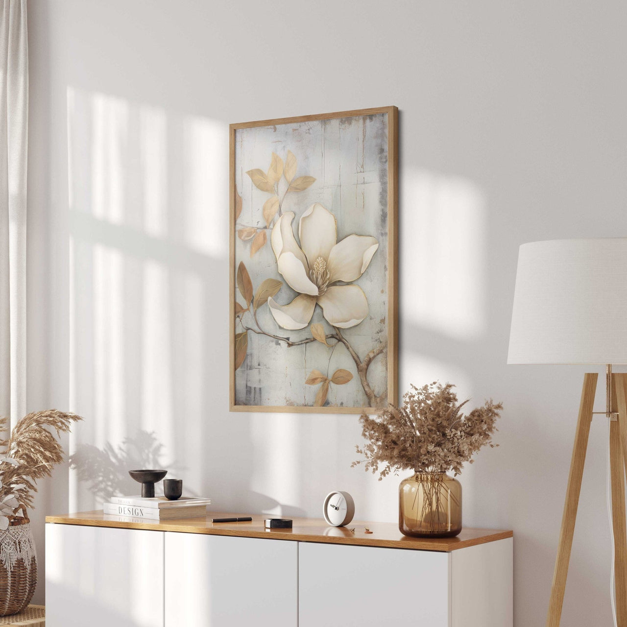 White Magnolia Wall Art – Floral Girls Room Print