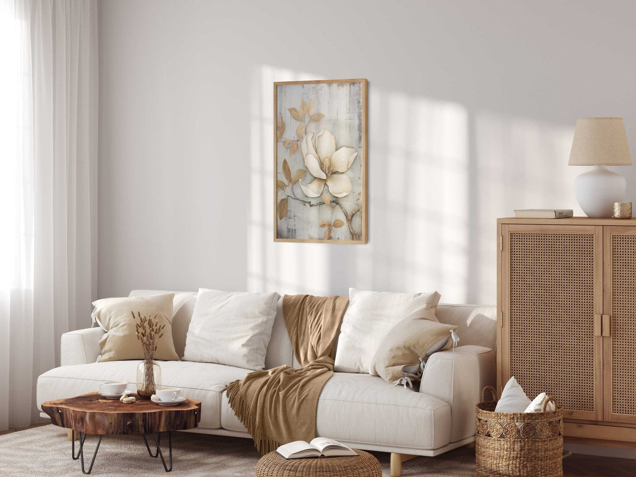 White Magnolia Wall Art – Floral Girls Room Print