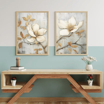 Magnolia Wall Art, Rustic Floral Decor, Farmhouse Home Accent - WildfieldPrints