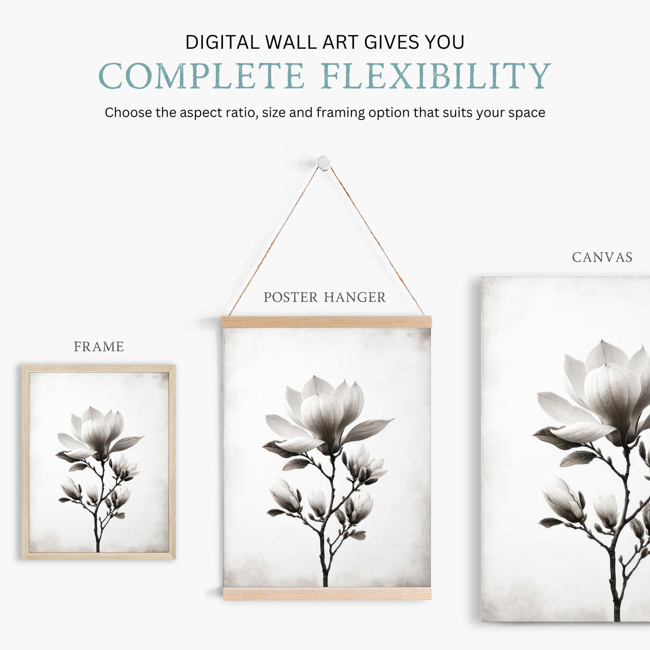 Magnolia Print – Floral Living Room Wall Decor