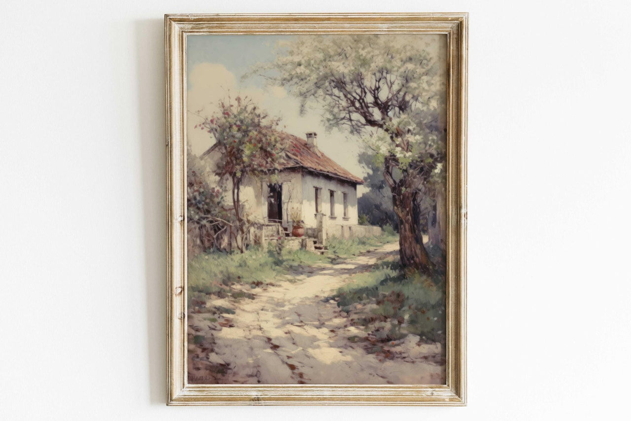 Mediterranean Stone House Print – Architecture Nursery Wall Art